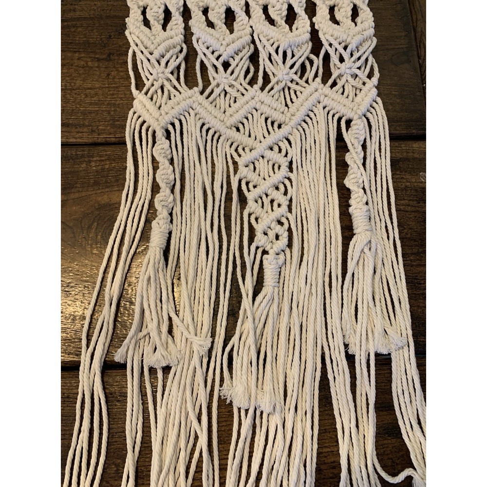 Macrame Woven Wall Hanging 28" Boho Home Chic Bohemian Geometric Art - Picture 4 of 8